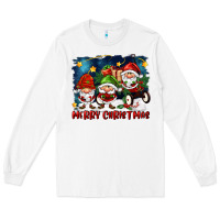 White merry christmas gnomies wagon Long Sleeve Tee - FaDigitalArtStudio