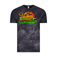 Cloud Black Halloween School Bus Vintage Tee - FaDigitalArtStudio
