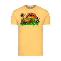 Vintage Mustard Halloween School Bus Vintage Tee - FaDigitalArtStudio