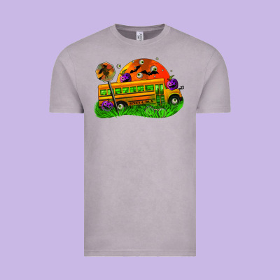 Halloween School Bus Vintage Tee Designed By Fadigitalartstudio