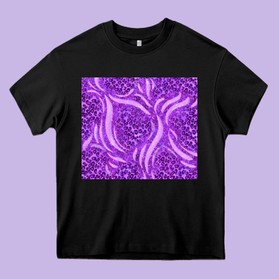 Purple Glitter With Leopard Pattern Heavy Core Tee Designed By Tumblerdesignbyshophia