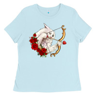 Baby Blue cupid cat Ladies Tee - OliviaCreatesArt