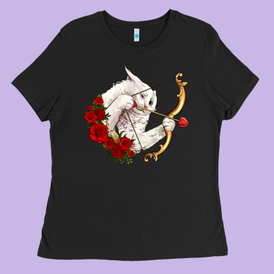 Cupid Cat Ladies Tee Designed By Oliviacreatesart