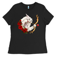 Black cupid cat Ladies Tee - OliviaCreatesArt