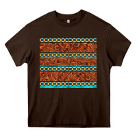 Chocolate Brown tooled leather and aztec Heavy Core Tee - TumblerDesignByShophia