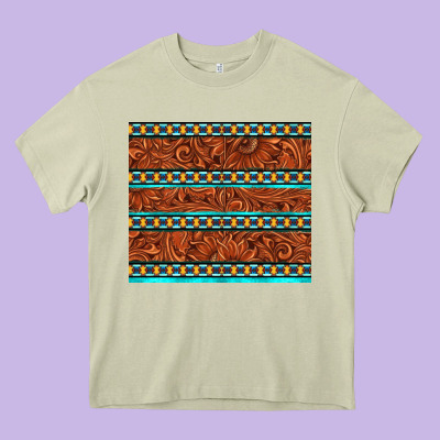 Tooled Leather And Aztec Heavy Core Tee Designed By Tumblerdesignbyshophia