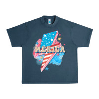 Midnight Navy Merica leopard lightning bolt Urban Heavy Tee - FaDigitalArtStudio