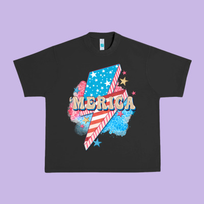Merica Leopard Lightning Bolt Urban Heavy Tee Designed By Fadigitalartstudio