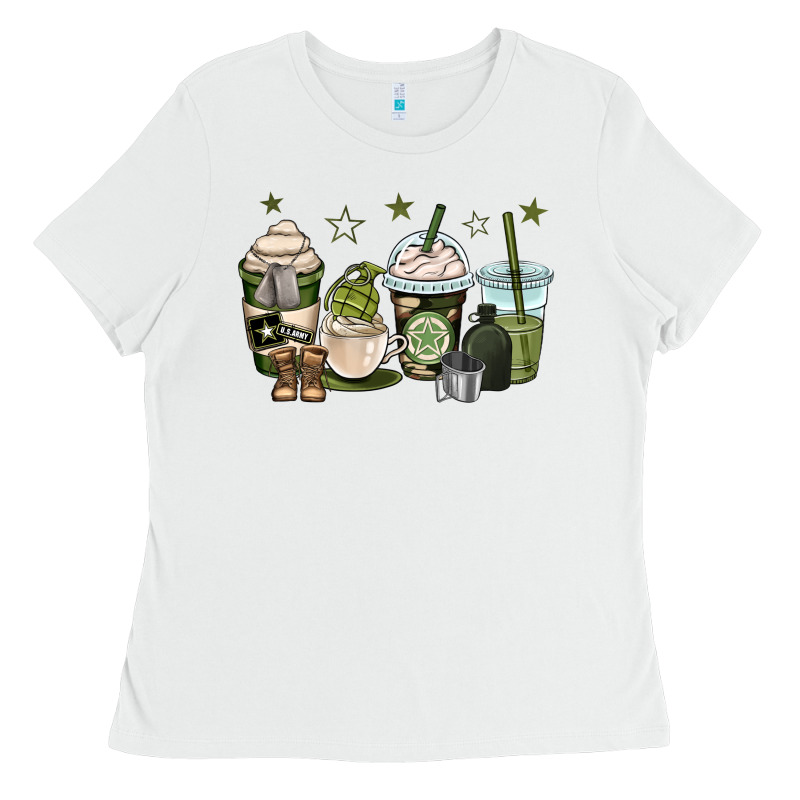 Us Army Coffee Cups Ladies Tee by OliviaCreatesArt | Teevron