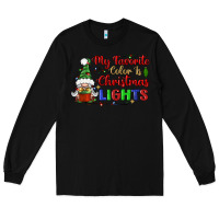 Black my favorite color is christmas lights Long Sleeve Tee - BundleAndBundleShop