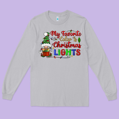 My Favorite Color Is Christmas Lights Long Sleeve Tee Designed By Bundleandbundleshop