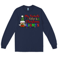 Navy my favorite color is christmas lights Long Sleeve Tee - BundleAndBundleShop