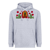 Heather Grey lady of Guadalupe cactus rose Heavyweight Hoodie - JahusDesignShop