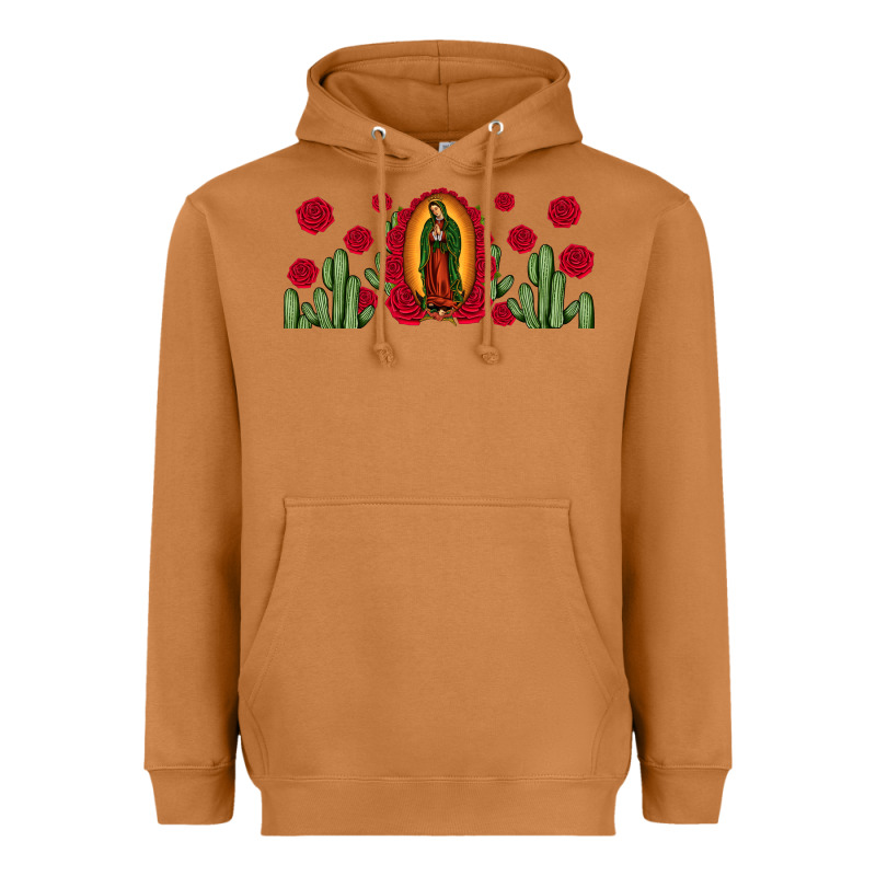 Lady Of Guadalupe Cactus Rose Heavyweight Hoodie by JahusDesignShop | Teevron