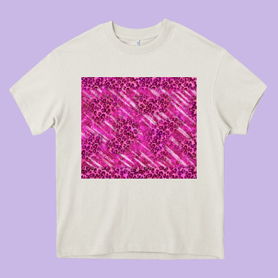 Pink Glitter With Leopard Pattern Heavy Core Tee Designed By Tumblerdesignbyshophia