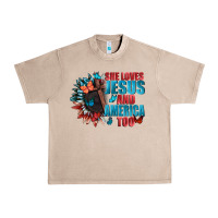 French Oak She love Jesus and America too Urban Heavy Tee - FaDigitalArtStudio