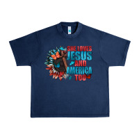 Navy She love Jesus and America too Urban Heavy Tee - FaDigitalArtStudio