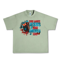 Oil Green She love Jesus and America too Urban Heavy Tee - FaDigitalArtStudio