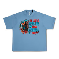 Pebble Blue She love Jesus and America too Urban Heavy Tee - FaDigitalArtStudio