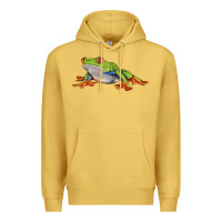 Antique Gold red eyed tree frog Premium Hoodie - LillyAllenDesigns