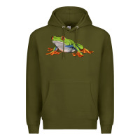 Army Green red eyed tree frog Premium Hoodie - LillyAllenDesigns
