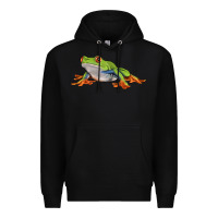 Black red eyed tree frog Premium Hoodie - LillyAllenDesigns