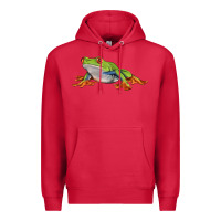Cardinal red eyed tree frog Premium Hoodie - LillyAllenDesigns
