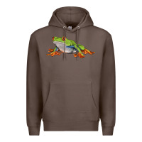 Coffee red eyed tree frog Premium Hoodie - LillyAllenDesigns