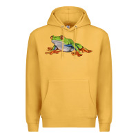 Mustard red eyed tree frog Premium Hoodie - LillyAllenDesigns