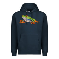 Navy red eyed tree frog Premium Hoodie - LillyAllenDesigns