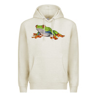 Oatmeal Heather red eyed tree frog Premium Hoodie - LillyAllenDesigns
