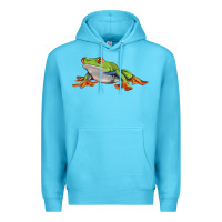 Ocean Blue red eyed tree frog Premium Hoodie - LillyAllenDesigns