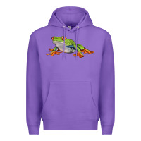 Purple red eyed tree frog Premium Hoodie - LillyAllenDesigns