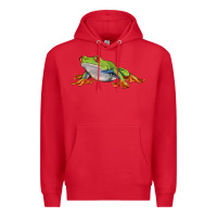 Red red eyed tree frog Premium Hoodie - LillyAllenDesigns