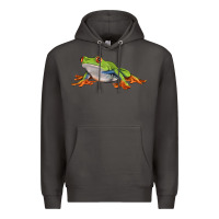 Smoke red eyed tree frog Premium Hoodie - LillyAllenDesigns