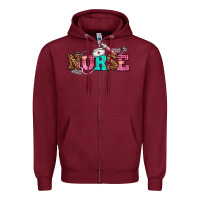Burgundy nurse with nurse element Zipper Hoodie - AdoDesignShop