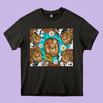 Lion With Leopard And Cowhide Pattern Heavy Core Tee Designed By Tumblerdesignbyshophia