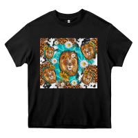 Black lion with leopard and cowhide pattern Heavy Core Tee - TumblerDesignByShophia