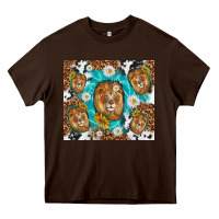 Chocolate Brown lion with leopard and cowhide pattern Heavy Core Tee - TumblerDesignByShophia