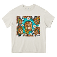 Cream lion with leopard and cowhide pattern Heavy Core Tee - TumblerDesignByShophia