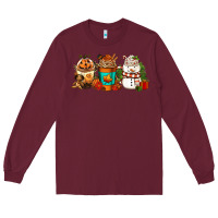 Burgundy Halloween thanksgiving christmas coffee cups Long Sleeve Tee - FaDigitalArtStudio