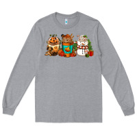 Heather Grey Halloween thanksgiving christmas coffee cups Long Sleeve Tee - FaDigitalArtStudio