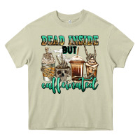 Mossy dead inside but caffeinated skeleton coffee cups Heavy Core Tee - Jasminsmagicworld