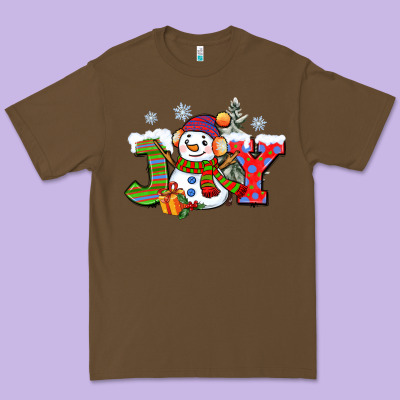 Christmas Joy Snowman Premium Tee Designed By Cowgirlartshop