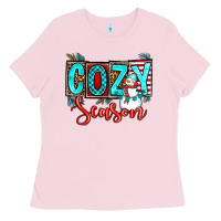 Bubblegum Pink cozy season Ladies Tee - OliviaCreatesArt