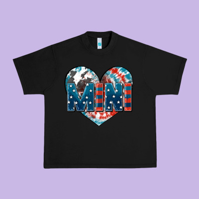 American Mini Heart 4th Of July Urban Heavy Tee Designed By Fadigitalartstudio