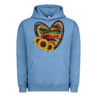 Pigment Pebble Blue Sunflower Fall Heart Urban Hoodie - RanaPortraitStore