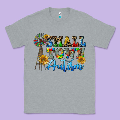 Small Town Autism Classic Tee Designed By Cowgirlartshop