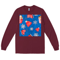 Burgundy winter  snowflakes hot cocoa ice skating shoes Long Sleeve Tee - FaDigitalArtStudio
