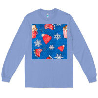 Colony Blue winter  snowflakes hot cocoa ice skating shoes Long Sleeve Tee - FaDigitalArtStudio